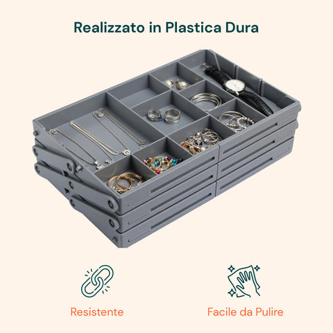 Organizer Cassetti 3 Livelli – Contenitore Modulabile Grigio Salvaspazio