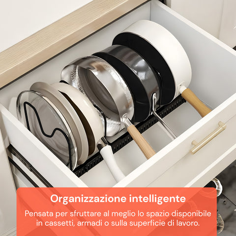 Organizer Portapentole Estensibile da 30 a 58cm per Utensili da Cucina
