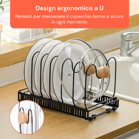 Organizer Portapentole Estensibile da 30 a 58cm per Utensili da Cucina