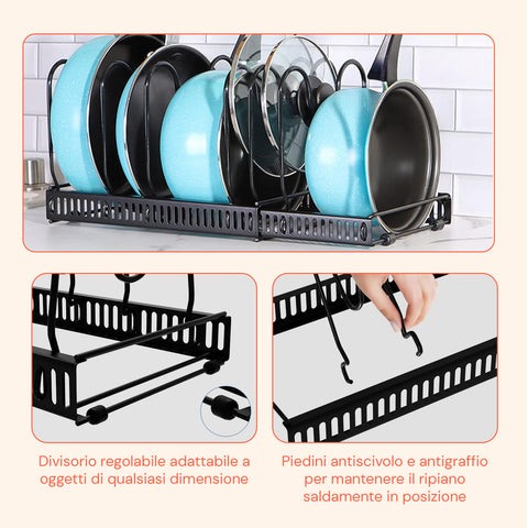 Organizer Portapentole Estensibile da 30 a 58cm per Utensili da Cucina