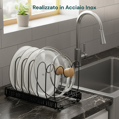 Organizer Portapentole Estensibile da 30 a 58cm per Utensili da Cucina