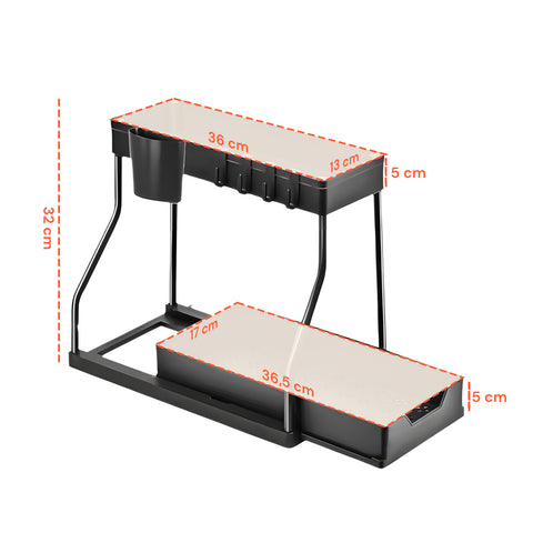 Organizer Estraibile Salvaspazio con Cestello e Ganci per Bagno o Cucina
