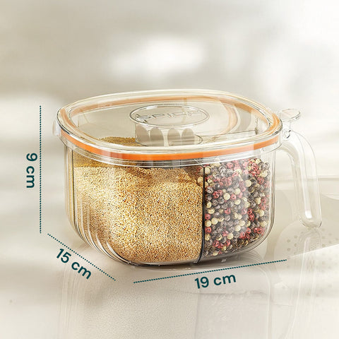 Organizer Spezie da Cucina 4 Scomparti con Coperchio e Cucchiaini