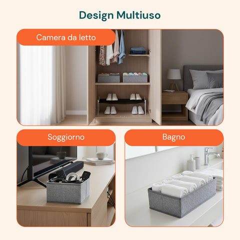 Organizer per Cassetti in TNT – Set 8 Pezzi Varie Dimensiomi per Armadi e Comò