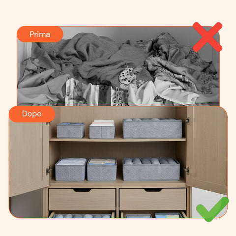 Organizer per Cassetti in TNT – Set 8 Pezzi Varie Dimensiomi per Armadi e Comò