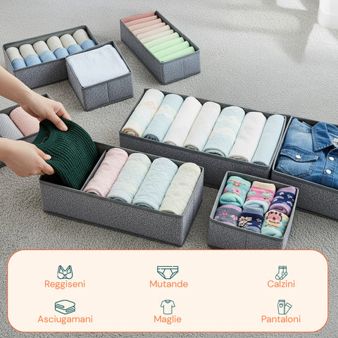 Organizer per Cassetti in TNT – Set 8 Pezzi Varie Dimensiomi per Armadi e Comò