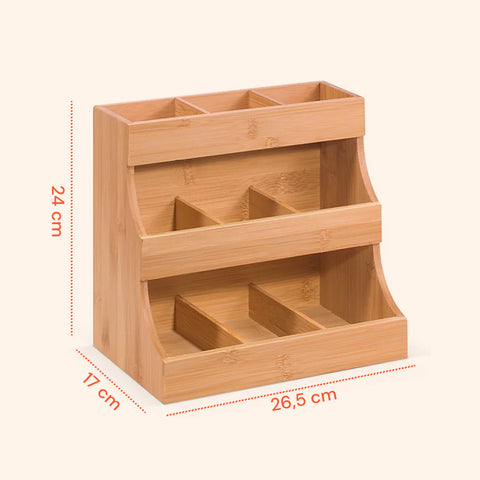 Organizer Multiuso in Legno di Bambù – 9 Scomparti con Design Stabile