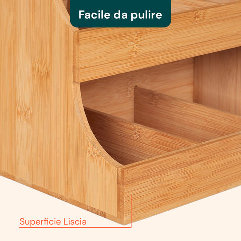 Organizer Multiuso in Legno di Bambù – 9 Scomparti con Design Stabile