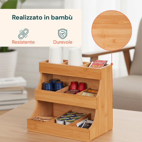 Organizer Multiuso in Legno di Bambù – 9 Scomparti con Design Stabile