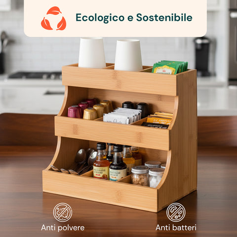 Organizer Multiuso in Legno di Bambù – 9 Scomparti con Design Stabile
