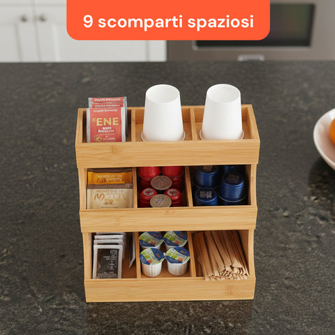 Organizer Multiuso in Legno di Bambù – 9 Scomparti con Design Stabile