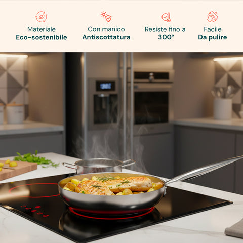 Padella Svasata Alta in Alluminio con Manico Inox – Vari Formati