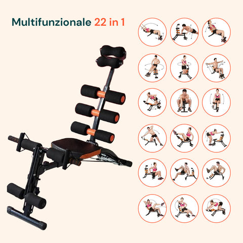 Panca Pieghevole Multifunzione 22 in 1 – Allenamento Addominali, Braccia e Gambe