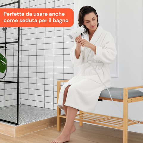 Panca Multifunzione in Bambù – Seduta con Ripiano Portascarpe