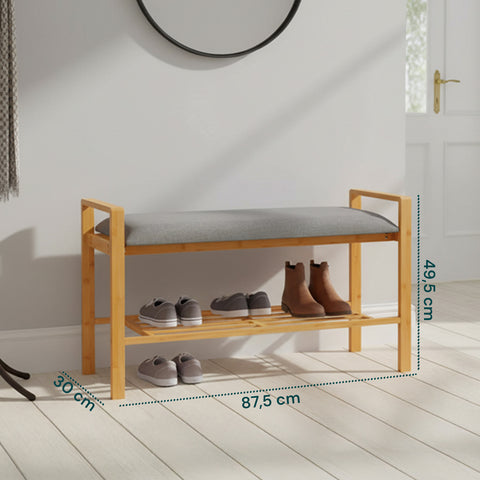 Panca Multifunzione in Bambù – Seduta con Ripiano Portascarpe