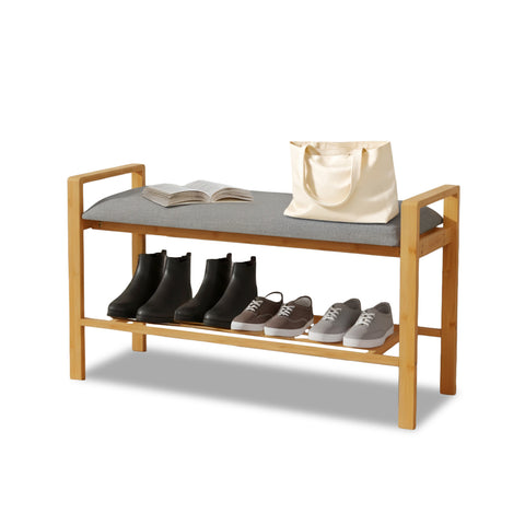 Panca Multifunzione in Bambù – Seduta con Ripiano Portascarpe