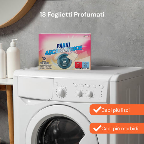 Panni Asciugatrice Profumati e Ammorbidenti – Anti Pelucchi, 18/180 Pezzi