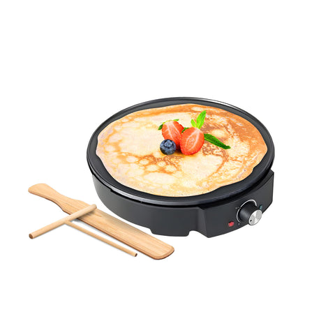 Crepes Maker Antiaderente 1200W con Spatola e Rullo in Legno – Facile da Usare