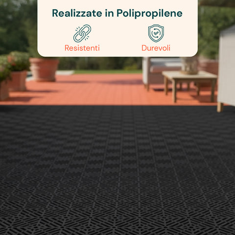 Set 50 Piastrelle a Incastro – Antiscivolo e Drenanti 29,5x29,5 cm