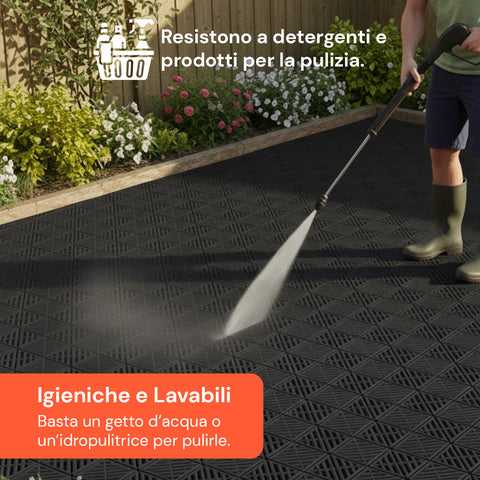 Set 50 Piastrelle a Incastro – Antiscivolo e Drenanti 29,5x29,5 cm