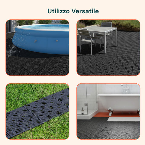 Set 50 Piastrelle a Incastro – Antiscivolo e Drenanti 29,5x29,5 cm