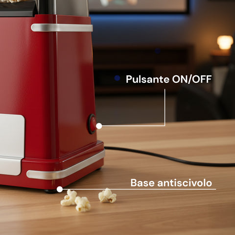 Macchina Popcorn ad Aria Calda 1200W – Compatto e Potente, Pronti in 3 Minuti