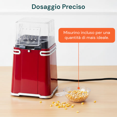 Macchina Popcorn ad Aria Calda 1200W – Compatto e Potente, Pronti in 3 Minuti