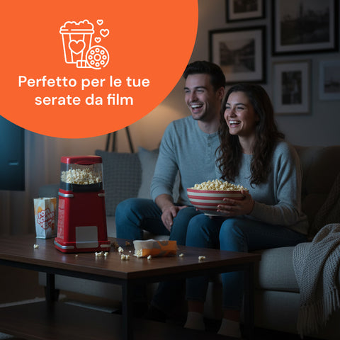 Macchina Popcorn ad Aria Calda 1200W – Compatto e Potente, Pronti in 3 Minuti