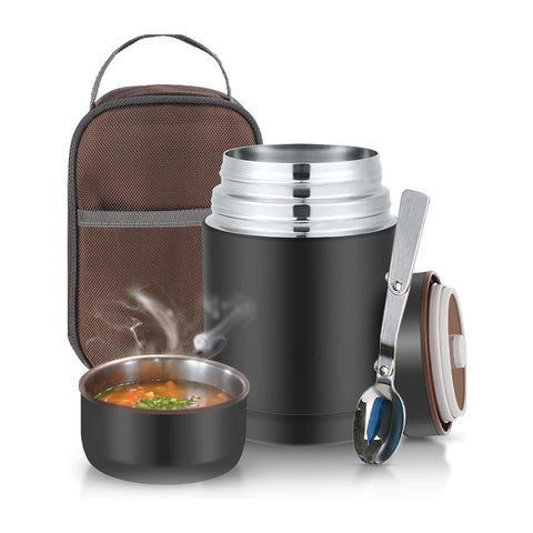 Thermos Portavivande in Acciaio con Cucchiaio e Borsa Inclusi