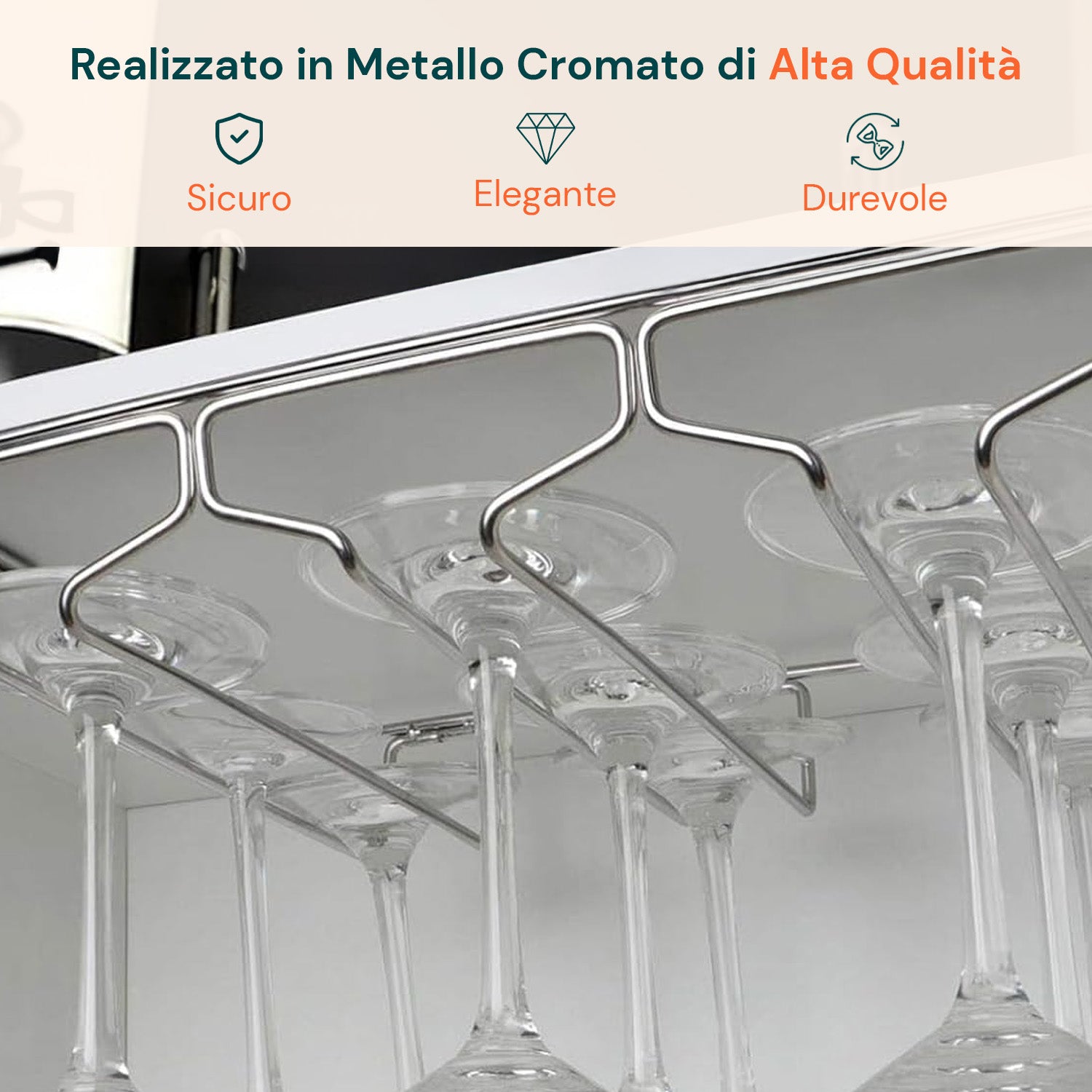 Portabicchieri Doppio In Metallo Lazmin112 - Sottopensile Per Calici Da Vino, Colore Bronzo