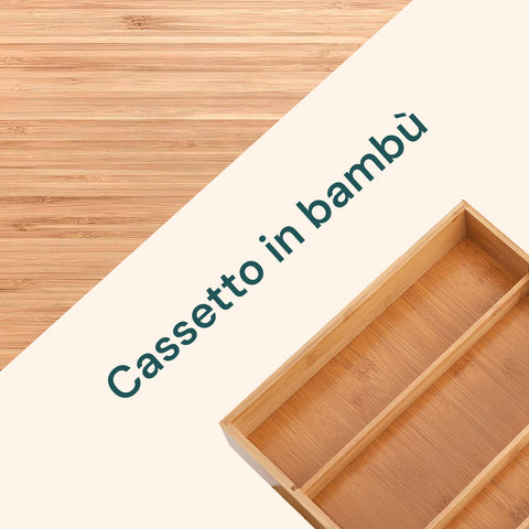 Cassetto Porta Cialde e Capsule in Bambù con Ripiano in Vetro Vari Sfondi
