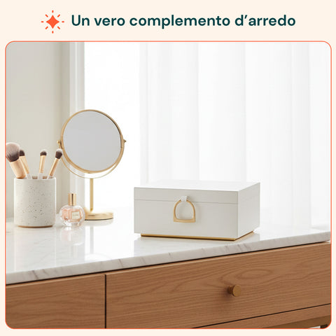 Organizer Portagioie con Maniglie, Vassoio Estraibile e Ganci per Collane