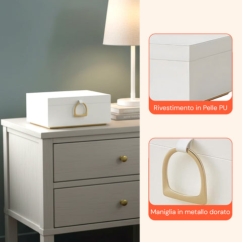 Organizer Portagioie con Maniglie, Vassoio Estraibile e Ganci per Collane