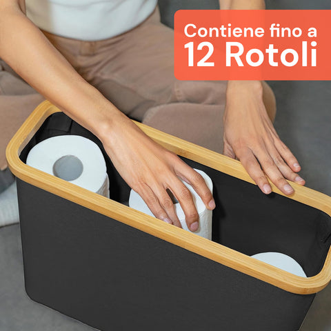 Contenitore Portarotoli con Coperchio in Bambù – Design Elegante e Pratico