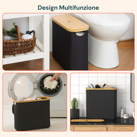 Contenitore Portarotoli con Coperchio in Bambù – Design Elegante e Pratico