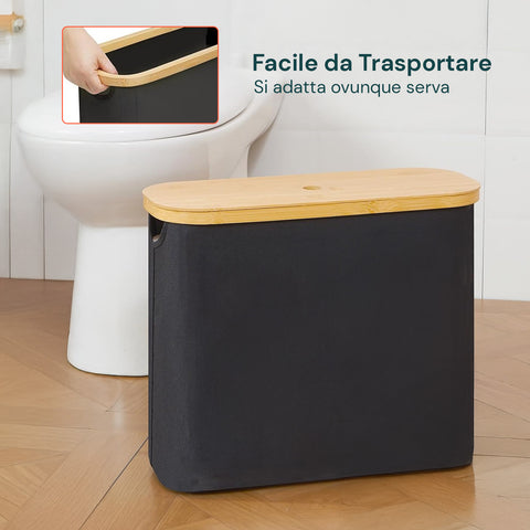 Contenitore Portarotoli con Coperchio in Bambù – Design Elegante e Pratico