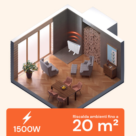 Radiatore Elettrico Digitale In Alluminio 1500w