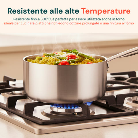 Casseruola Alta in Alluminio 16/20/24 cm con Manico Inox – Forno e Gas