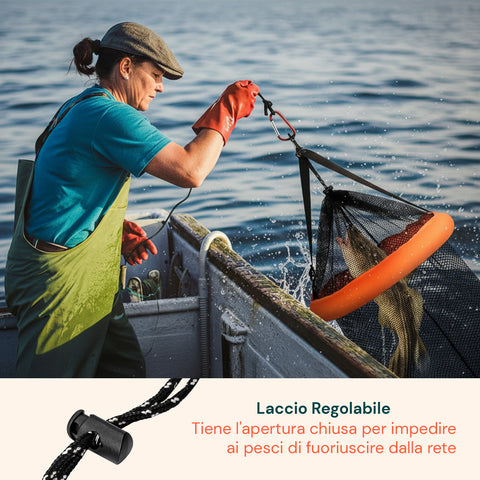 Rete da Pesca Anti-Fuga – Modello Portatile con Borsa da Trasporto Inclusa
