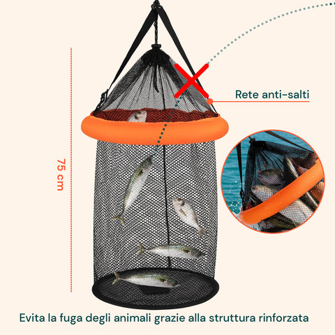 Rete da Pesca Anti-Fuga – Modello Portatile con Borsa da Trasporto Inclusa