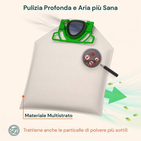 Sacchetti Compatibili VK200 in Microfibra – 6 Pezzi Adattabili Vorwerk