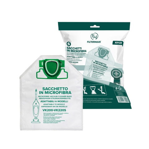 Sacchetti Compatibili VK200 in Microfibra – 6 Pezzi Adattabili Vorwerk