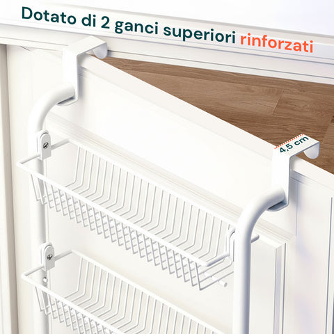 Organizer Verticale Pensile Multiuso da Porta a 6 Ripiani per Bagno o Cucina