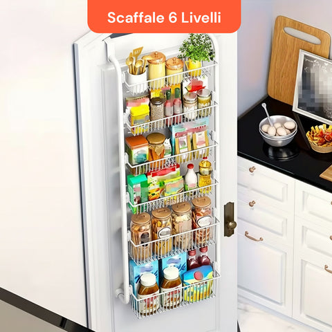 Organizer Verticale Pensile Multiuso da Porta a 6 Ripiani per Bagno o Cucina