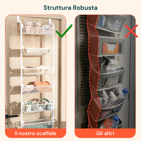 Organizer Verticale Pensile Multiuso da Porta a 6 Ripiani per Bagno o Cucina