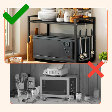 Scaffale Regolabile da Cucina in Metallo con 6 Ganci