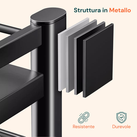 Scaffale Regolabile da Cucina in Metallo con 6 Ganci