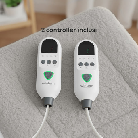 Coperta Elettrica Riscaldata Coprimaterasso in Lana Sintetica - Timer e 9 Temperature