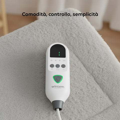 Coperta Elettrica Riscaldata Coprimaterasso in Lana Sintetica - Timer e 9 Temperature