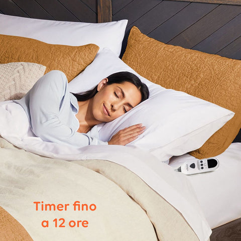 Coperta Elettrica Riscaldata Coprimaterasso in Lana Sintetica - Timer e 9 Temperature